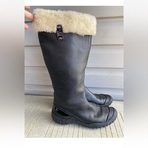 Cole Haan Air G-Series Waterproof Leather Boots Fur Trim Womens 7.5B